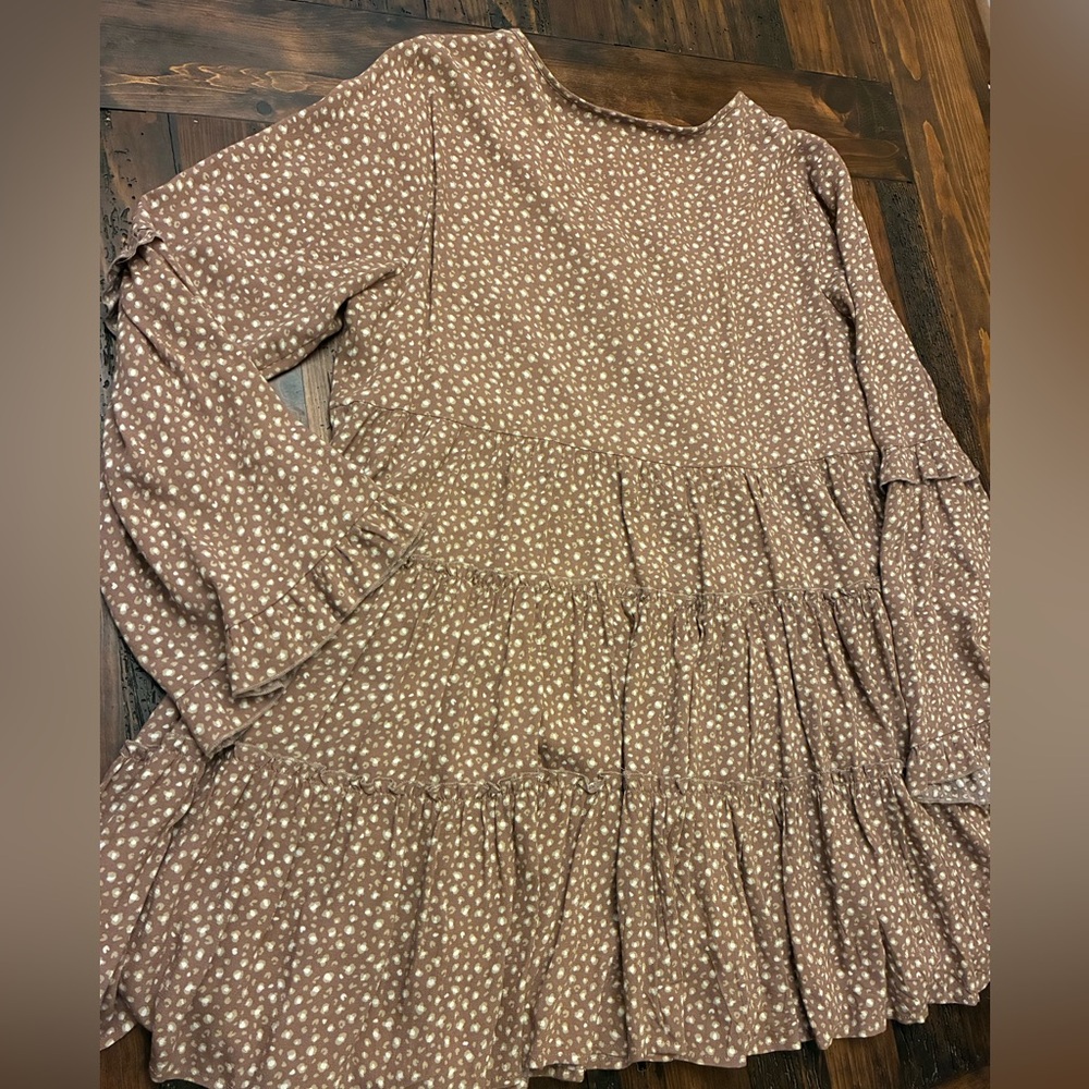 Altar'd State Dress Polka Dot Peasant Tiered Large Bell Sleeves L Cottage Boho - Picture 3 of 3